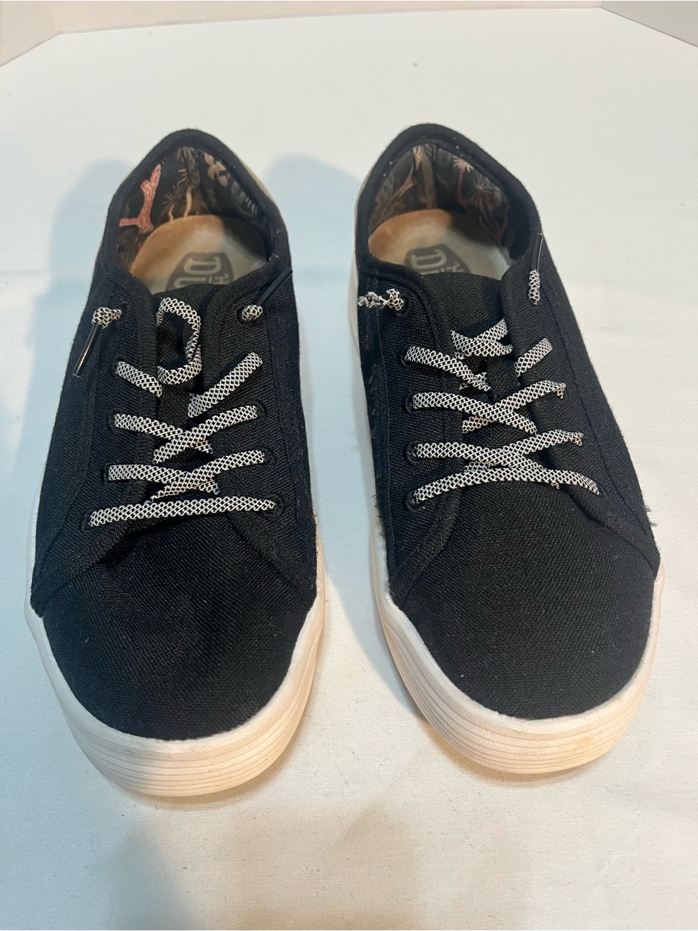 Hey Dude Kids Black Canvas Sneakers with White Sole